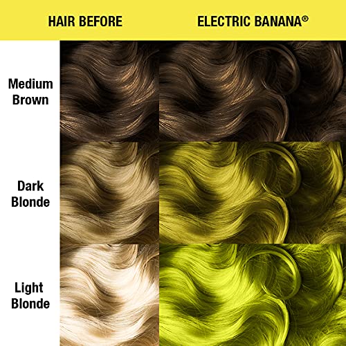 MANIC PANIC Classic Electric Banana Semi Permanent Hair Color - Bright Neon Yellow Hair Dye for Women & Men That Lasts 4-6 Weeks - Vegan, Ammonia