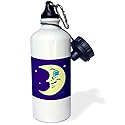 3dRose Moon Art Sports Water Bottle, 21 oz, White
