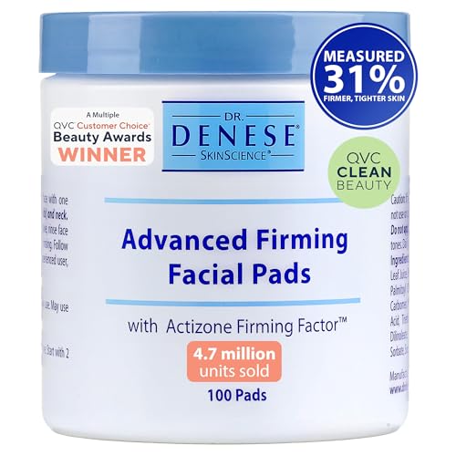 Dr. Denese SkinScience Advanced Firming Facial Pads 100 Count - Professional Exfoliator with Glycolic Acid, Peptides and Aloe for Smooth Radiant Skin