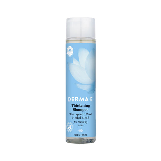 DERMA-E Thickening Shampoo for Thinning Hair - Natural Hair Growth Shampoo - Sulfate Free Therapeutic Mint and Herbal Volumizing, 10 oz