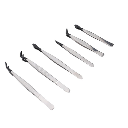 Pongnas 6Pcs Stainless Steel Tweezers Set, Multifunctional False Eyelash Tweezers with Stamp Clips Function for Makeup Application and Stamp Beauty and Personal Care Pongnas