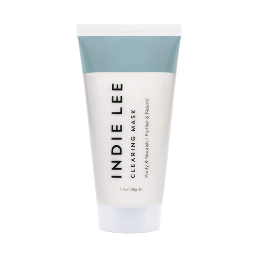 Indie Lee Clearing Mask Tube - Bentonite Clay Mask with Colloidal Sulfur to Draw Out Impurities + Exfoliate Skin - Muddy-Texture Pore Detox Mask