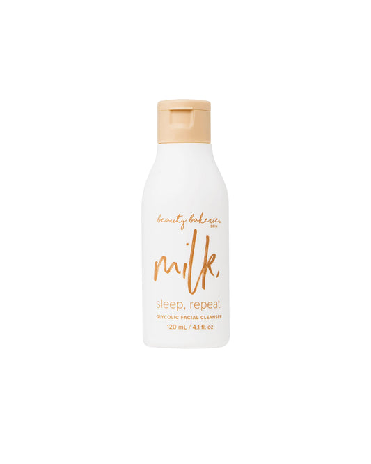 Beauty Bakerie Milk, Sleep, Repeat Glycolic Facial Cleanser, Face Wash Makeup Remover for Skin Care, 4.1 oz.