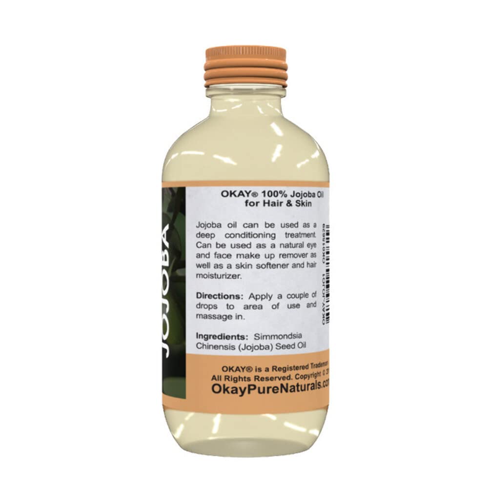 OKAY | Jojoba Oil | For Hair and Skin | Deep Conditioning Treatment | 100 % Pure Oil | Free of Paraben, Silicone | 1 oz