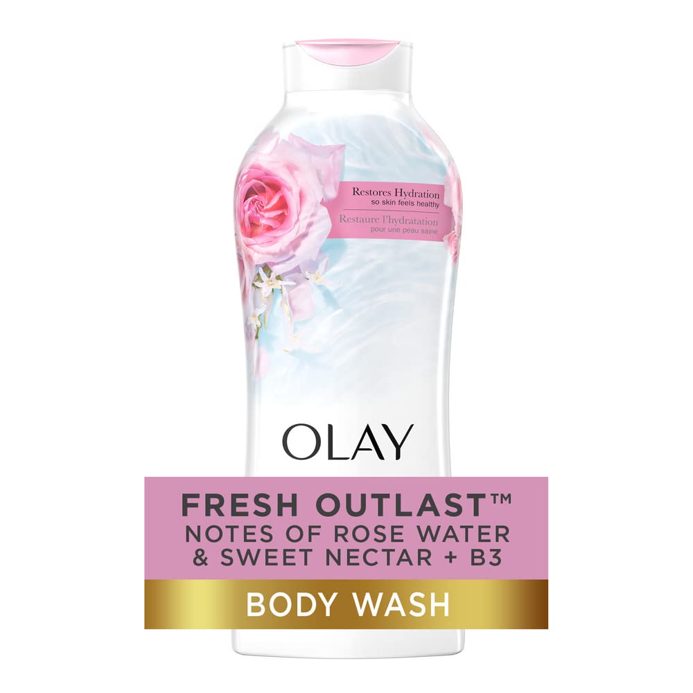 Olay Fresh Outlast Rose Water & Sweet Nectar Body Wash, 22 Fl oz, 5.732 Lb