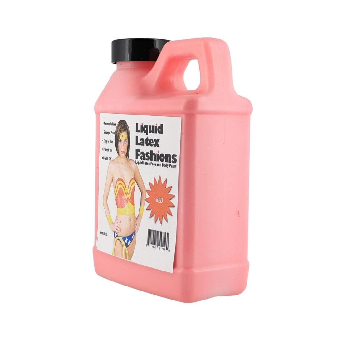 Red 8 Oz - Liquid Latex Body Paint, Ammonia Free No Odor, Easy On and Off, Cosplay Makeup, Creates Professional Monster, Zombie Arts, Lightning