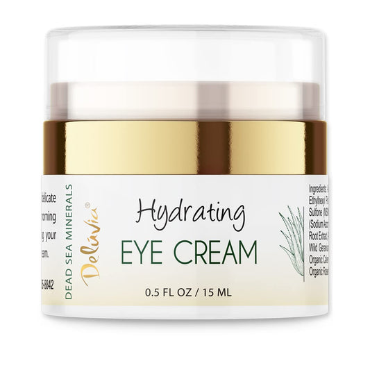 Deluvia Eye Cream Moisturizer, Under Eye and Around Eye Hydrating Eye Cream, Organic Aloe Vera, Vitamin E, Rosehip Seed Oil for Dry Skin