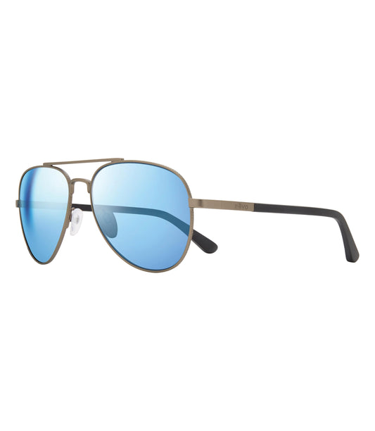 Revo Sunglasses Raconteur II: Polarized Lens with Metal Aviator Frame, Matte Gunmetal Frame with Blue Water Lens
