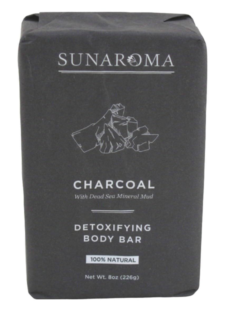 Sunaroma Soap Bar Charcoal With Bergamot Oil 8 Ounce (2 Pack)
