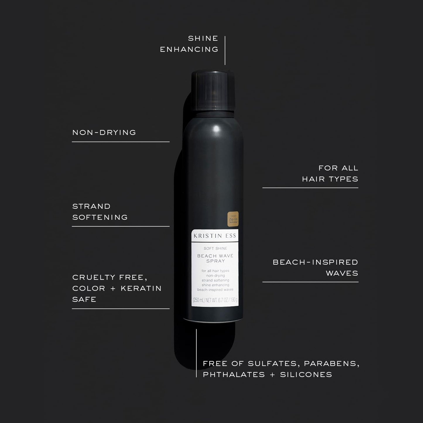 Kristin Ess Hair Soft Shine Beach Wave Hair Spray for Soft Texture + Shine, Non-Drying, Wavy Hair Styling Product, 6.7 oz