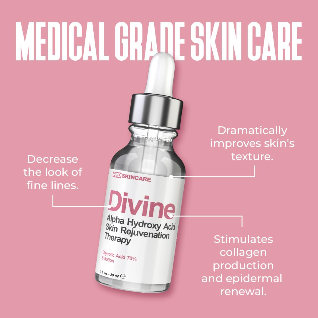 Glycolic Acid 70% Professional Peel – At-Home Alpha Hydroxy Face Peel for Acne Scars, Wrinkles, Fine Lines & Collagen Boost, Liquid Exfoliant