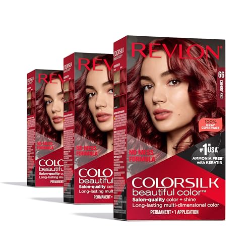 Revlon Colorsilk Beautiful Color Permanent Hair Color, (OLD VERSION) 66 Cherry Red (Pack of 3)