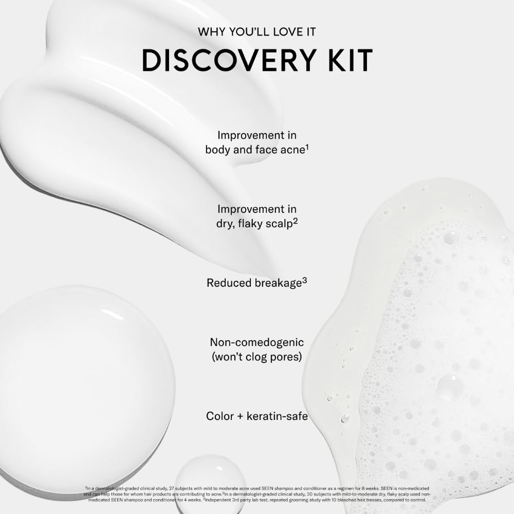 SEEN Discovery Kit - Fragrance Free - Non-Comedogenic Hair Set- Dermatologist-Developed - Safe for Sensitive, Eczema & Acne Prone Skin