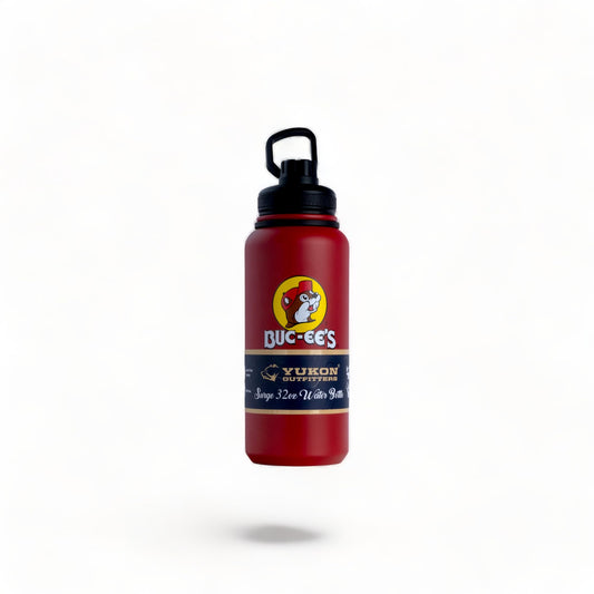 Buc-ee's Yukon Outfitters Stainless Steel Water Bottle - Sleek 32 oz Red, Vacuum Insulated, BPA-Free, No Spill, Leak Proof for Hot & Cold Drinks