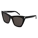 Saint Laurent Women's Kate Cat Eye Sunglasses, Black/Black/Grey, One Size