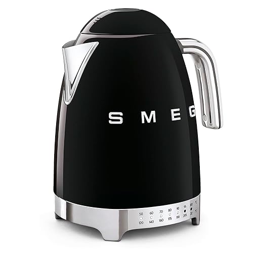 SMEG 7-Cup Variable Temperature Electric Kettle - Retro Style Aesthetic with Advanced Technology - Stainless Steel, 1400W, 120V, 360° Swivel Base…