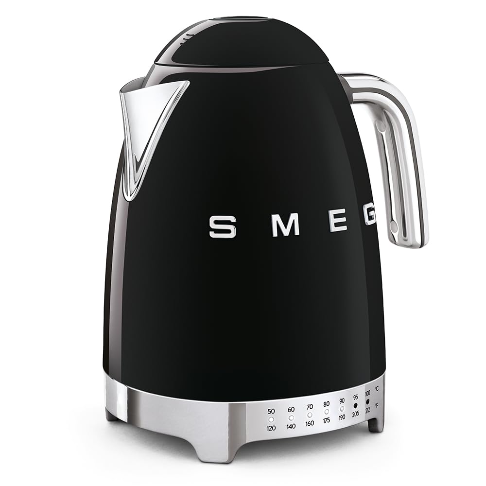 SMEG 7-Cup Variable Temperature Electric Kettle - Retro Style Aesthetic with Advanced Technology - Stainless Steel, 1400W, 120V, 360° Swivel Base…