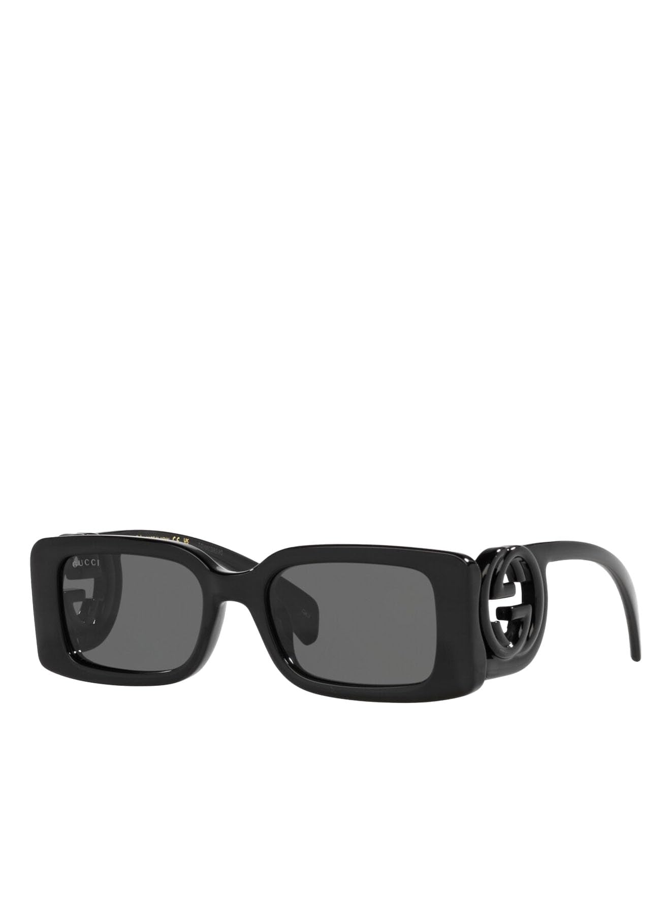 Gucci Women's Chaise Lounge Narrow Rectangular Sunglasses, Black-Black-Grey, One Size