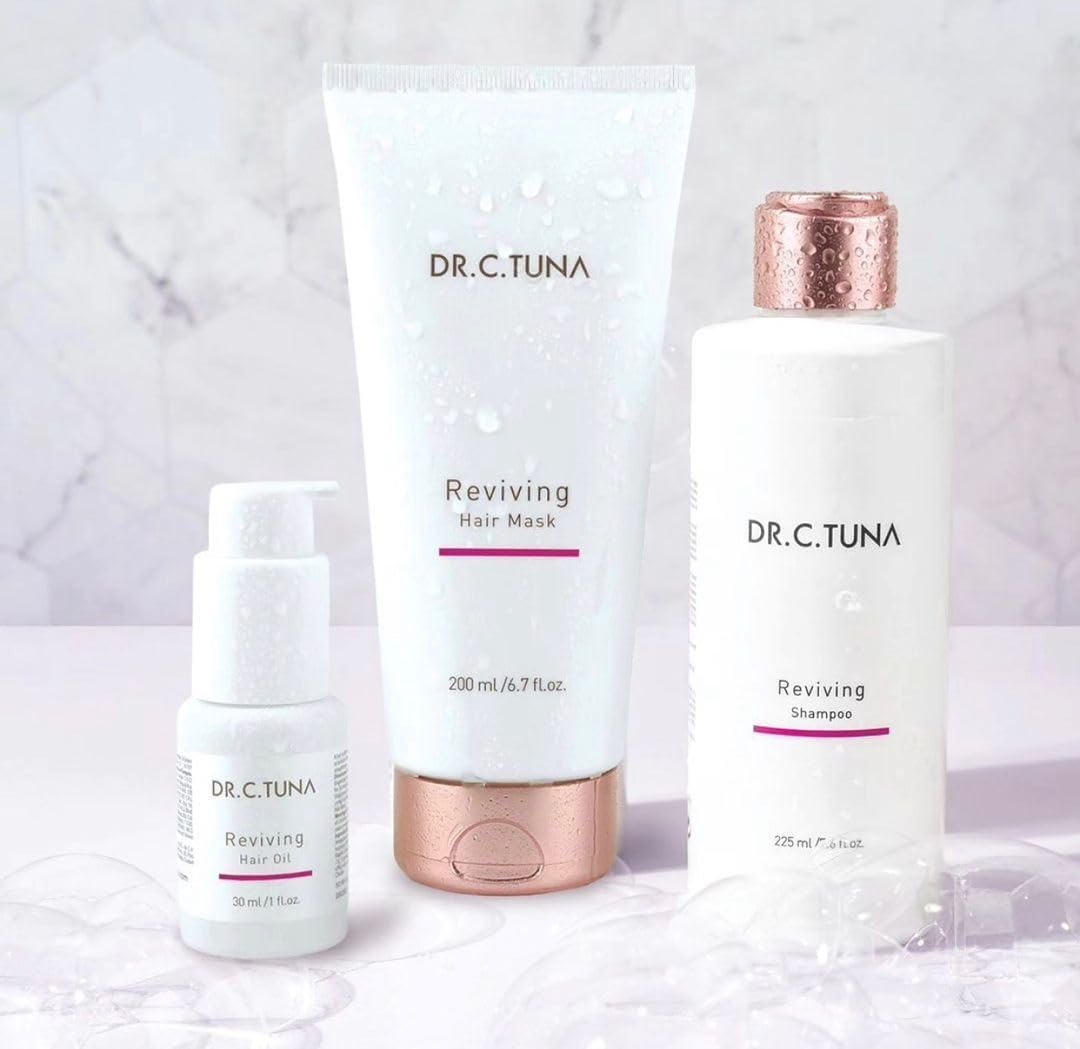 FARMASi 3 Pack Dr. C. Tuna Reviving Shampoo & Hair Mask & Hair Oil Gift Set, Complete Nourishing & Strengthening Hair Care Routine