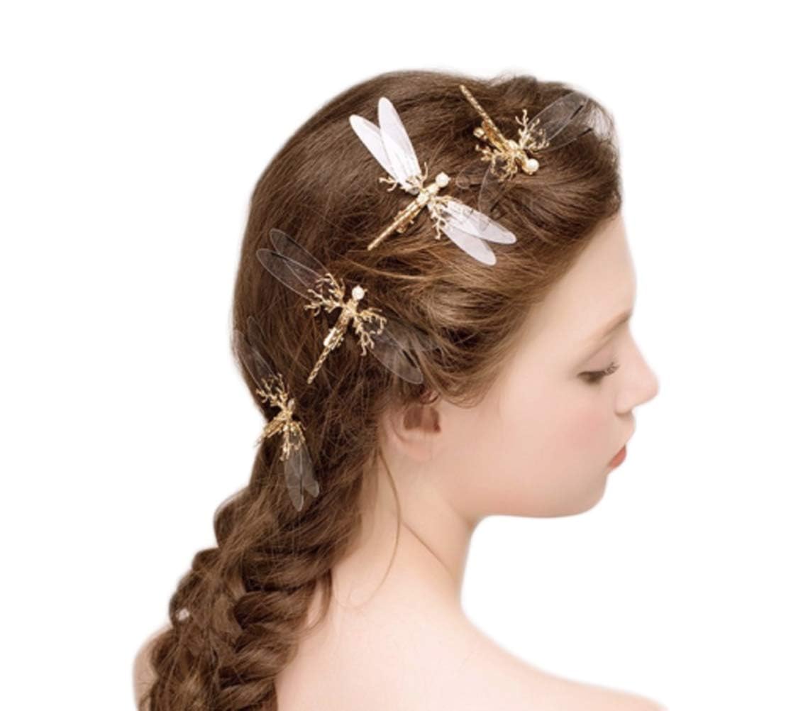 canjoyn 3 Pcs Baroque Fancy Gold Tone Alligator Hair Clips Dragonfly Starfish Hair Clips Bridal Pearl Prom Hair Pins Wedding Hair Barrette Accessories