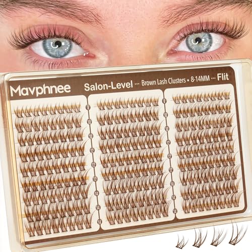 Brown Lash Clusters 8-14MM Wispy Natural Eyelash Extensions 216Pcs Short Dark Brown Cluster Lash Extensions C Curve Brown Band For Daily Wear, Natural Beauty and Personal Care Mavphnee Default Title