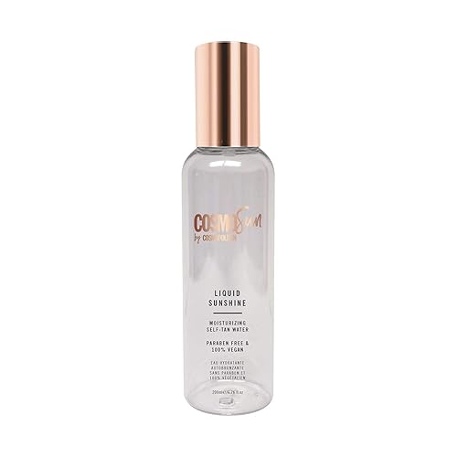 CosmoSun Liquid Sunshine Moisturizing Self-Tan Water with Soothing & Skin Balancing Rosewater - Vegan, Cruelty Free, Paraben Free