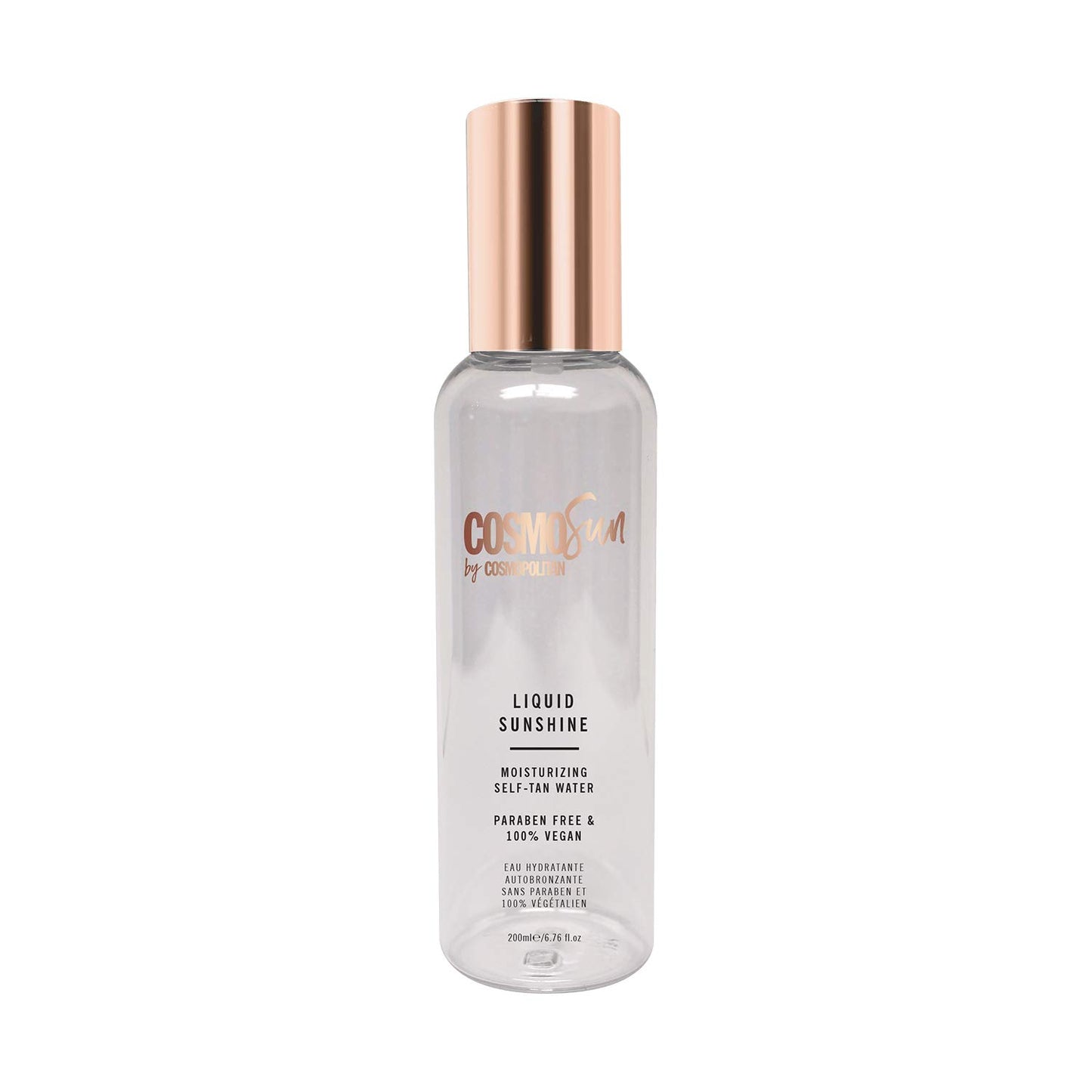 CosmoSun Liquid Sunshine Moisturizing Self-Tan Water with Soothing & Skin Balancing Rosewater - Vegan, Cruelty Free, Paraben Free