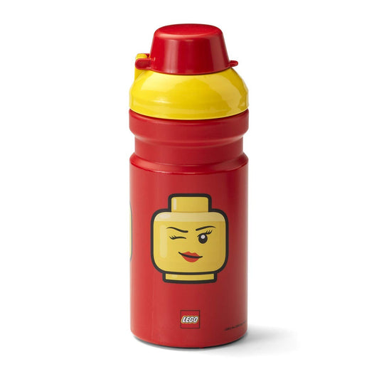 Room Copenhagen LEGO Iconic Girl Drinking Bottle - 13 oz - Fun and Practical Kids’ Water Bottle with Covered Spout, Sports Water Bottle, Red