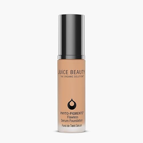 Juice Beauty Phyto?Pigments Flawless Serum Foundation - Non-Comedogenic, Long-Wear & Buildable Medium-to-Full Coverage - Vegan, Clean Hydrating Liquid Makeup for All Skin Types, 30 mL, 14 Sand