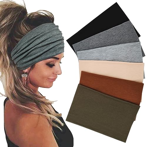 Sefiinh Wide Headbands For Women Stretch Headband Boho Head Bands Women's Hair Band Turban Workout Hairband Accessories 6 Pack Beauty and Personal Care Sefiinh Default Title