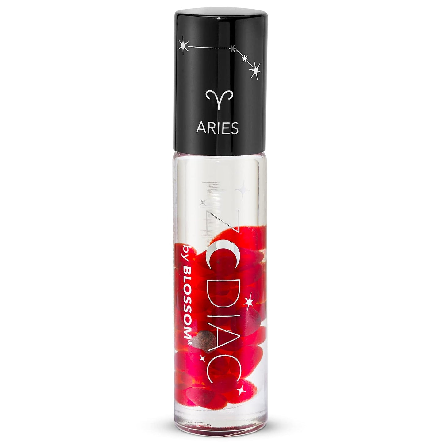 Blossom Lip Gloss Zodiac Sign Vanilla Scented Roll-On Lip Gloss, Moisturizing + Hydrating with Zodiac Crystals, Made in USA, 0.20oz, Aries