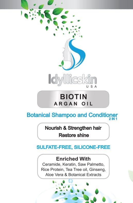 Saw Palmetto infused Biotin Argan Oil botanical shampoo and conditioner mix, 10 fl oz, Pack of 1