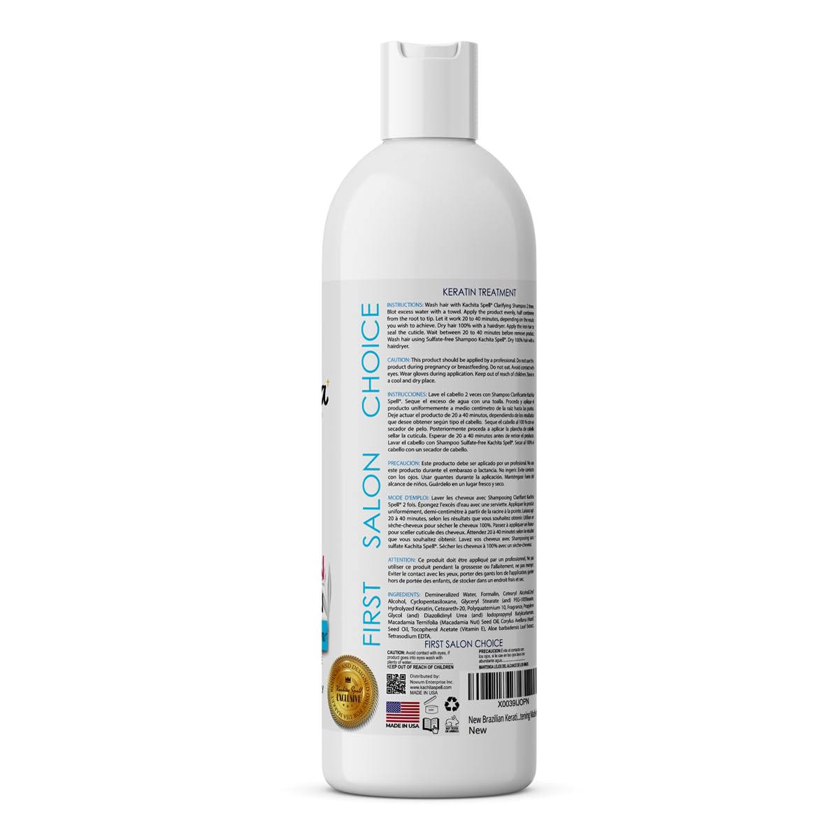 Full KIT New Brazilian Keratin Hair Blowout Treatment Kachita Spell Professional Results Straighten and Smooth Hair