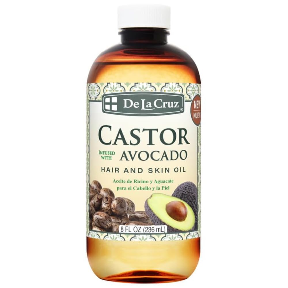De La Cruz® Castor Infused with Avocado Hair and Skin Oil Blend 8 FL. OZ. (236 mL)