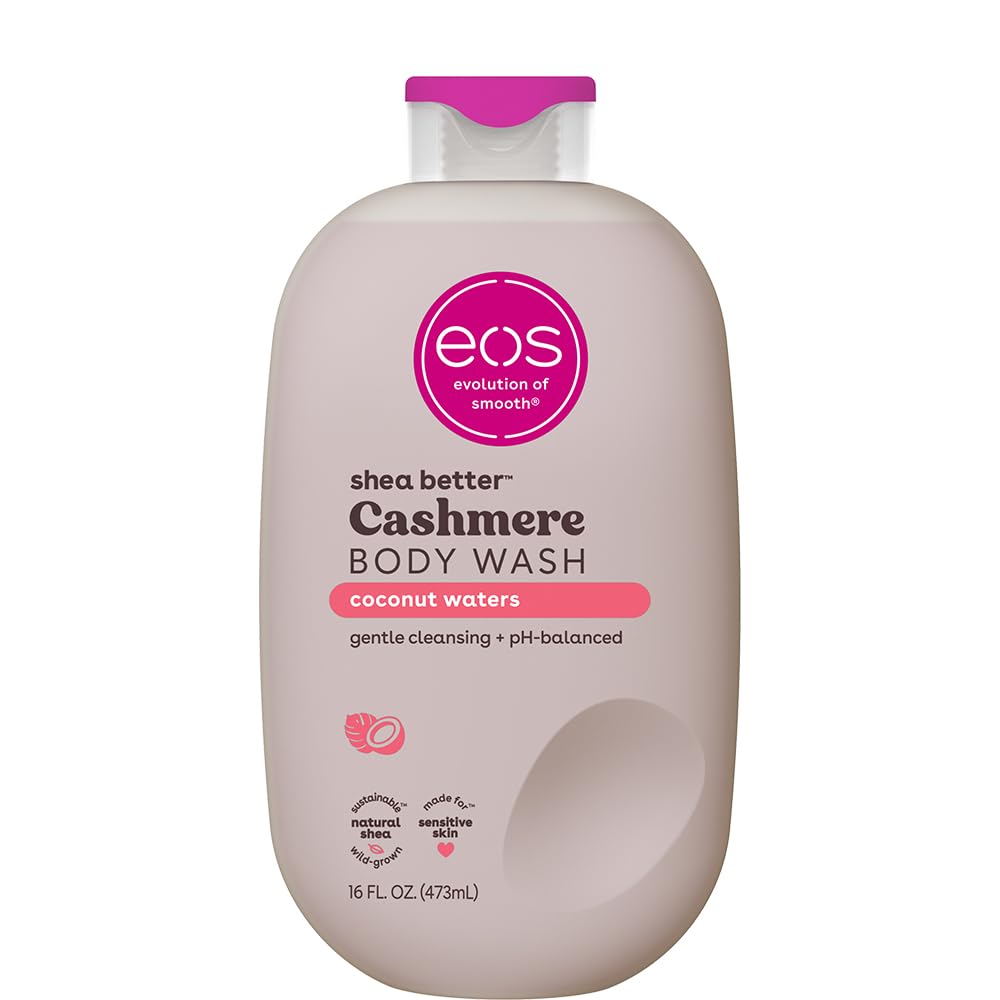 eos Cashmere Body Wash - Coconut Waters, Moisturizing Body Wash, Creamy Gel Formula, with Shea Butter, Glycerin, Vitamin E, pH Balanced, Sensitive