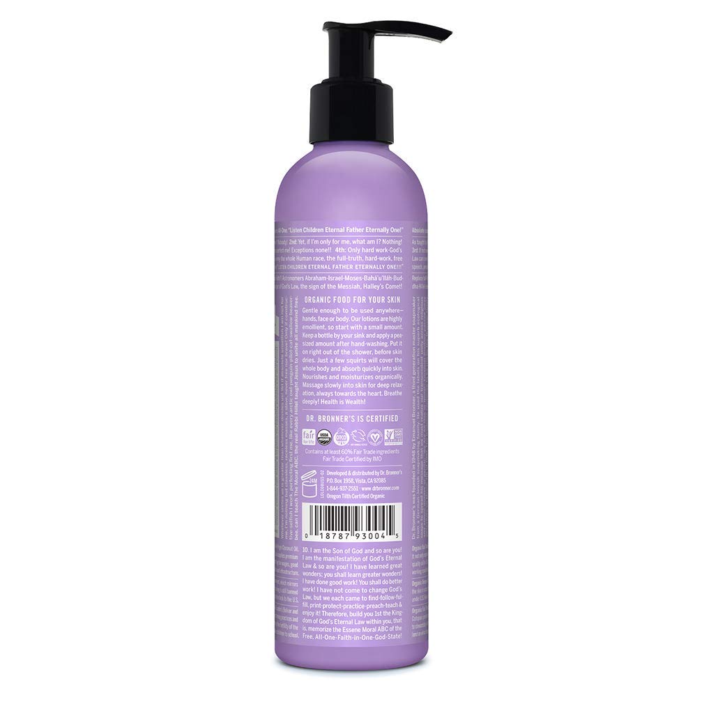 Dr Bronners Lavender Coconut Organic Lotion, 8 Ounce - 6 per case.