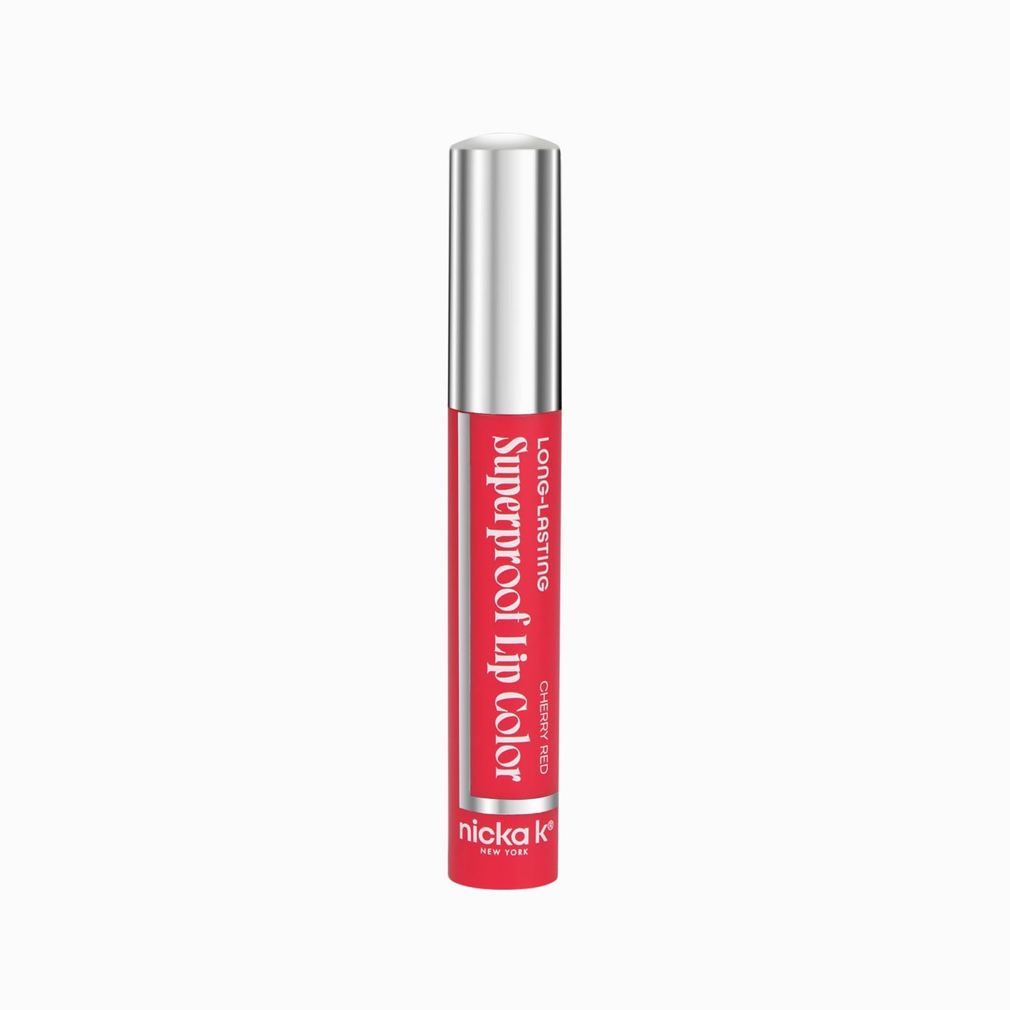 NICKA K NEW YORK Superproof Long-Lasting Lip Color, High Performance, Full Pigment, Glossy Finish (Cherry Red)