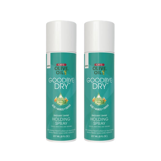 ORS Olive Oil Goodbye Dry Radiant Shine Holding Spray with Aloe, Mango & Papaya, Hydration & Nourishing for all Hair Types and Textures 8 Ounces (Pack