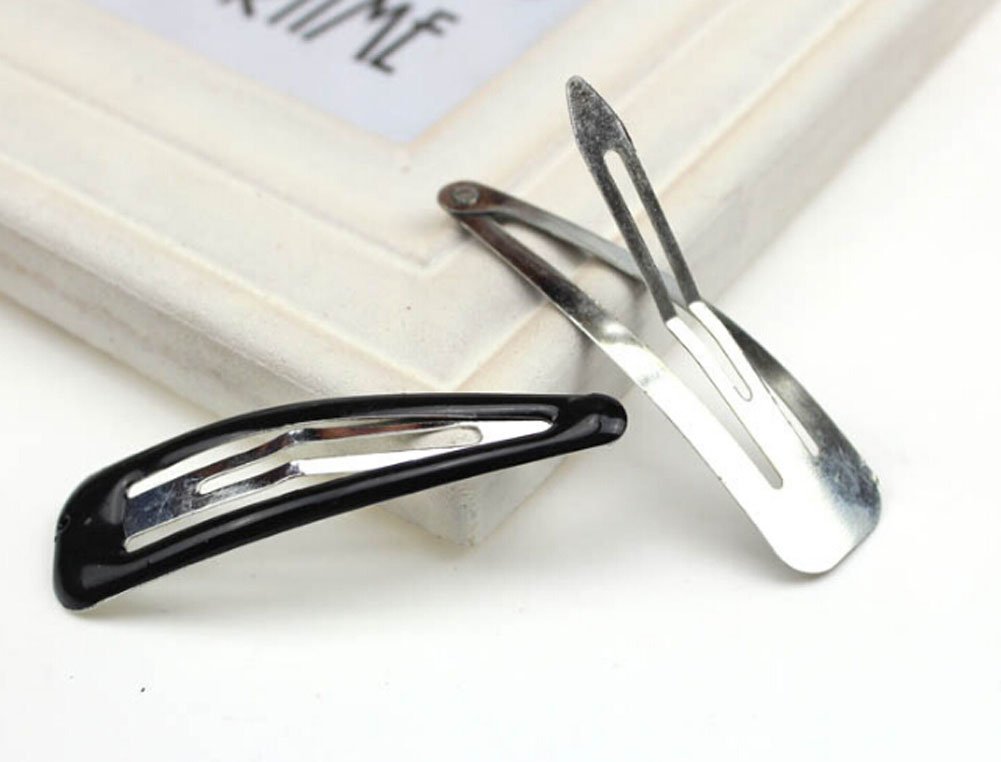 40Pcs Women Large Black BB Clip Scrub Side Clip Plastic Coated Metal Hair Clips About 6.7CM (2.6 '')