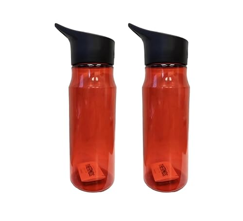 THERMOS intak Hydration Water Bottle Portable Plastic With Handle, Red, 26oz, Pack of 2