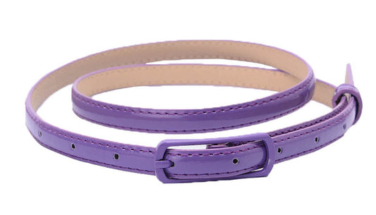 Selighting Women's Solid Color Faux Leather Skinny Belts for Dresses (One Size, Purple)