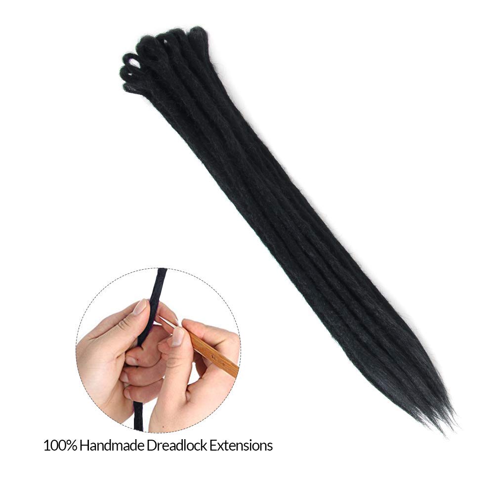 Aosome Dreadlock Extensions 20pcs/Pack Crochet Synthetic Dreads Extension 20inch Black