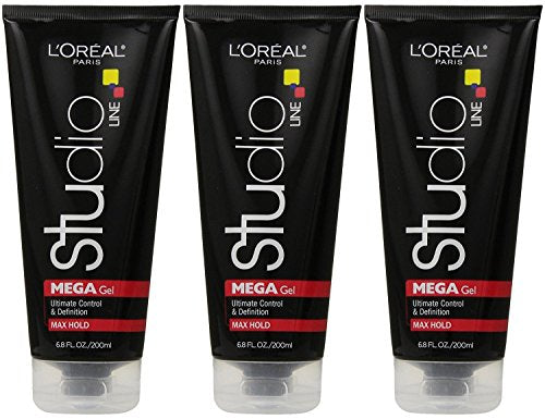 L'Oreal Paris Studio Line Mega Hair Gel, 6.8 Ounce (Pack of 3)