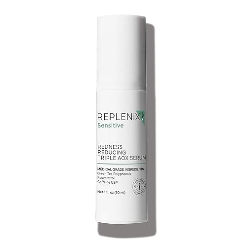 Replenix Redness Reducing Triple AOX Serum, Hydrating Medical-Grade Antioxidant Facial Treatment with Soothing Green Tea for Sensitive Skin (1 fl. oz)