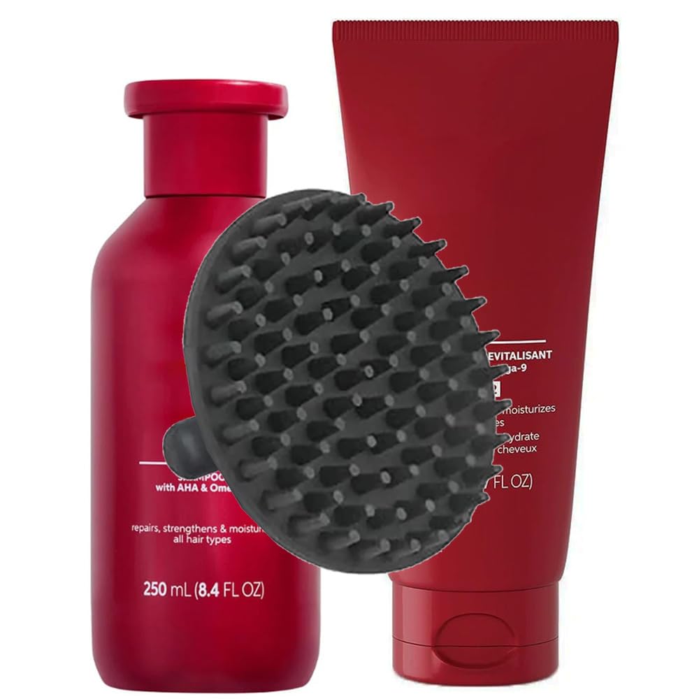 Ultimate Repair Shampoo Conditioner Set + M Hair Designs Scalp Brush (Bundle) - Keratin-Infused, Damage Repair, Sulfate-Free Hair Care for Stronger