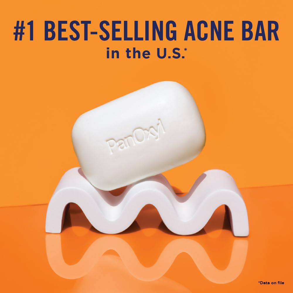 PanOxyl Acne Treatment Bar with 10% Benzoyl Peroxide, Maximum Strength Bar Soap for Face, Chest and Back, Benzoyl Peroxide Soap Body Wash, Vegan, Beauty and Personal Care PanOxyl