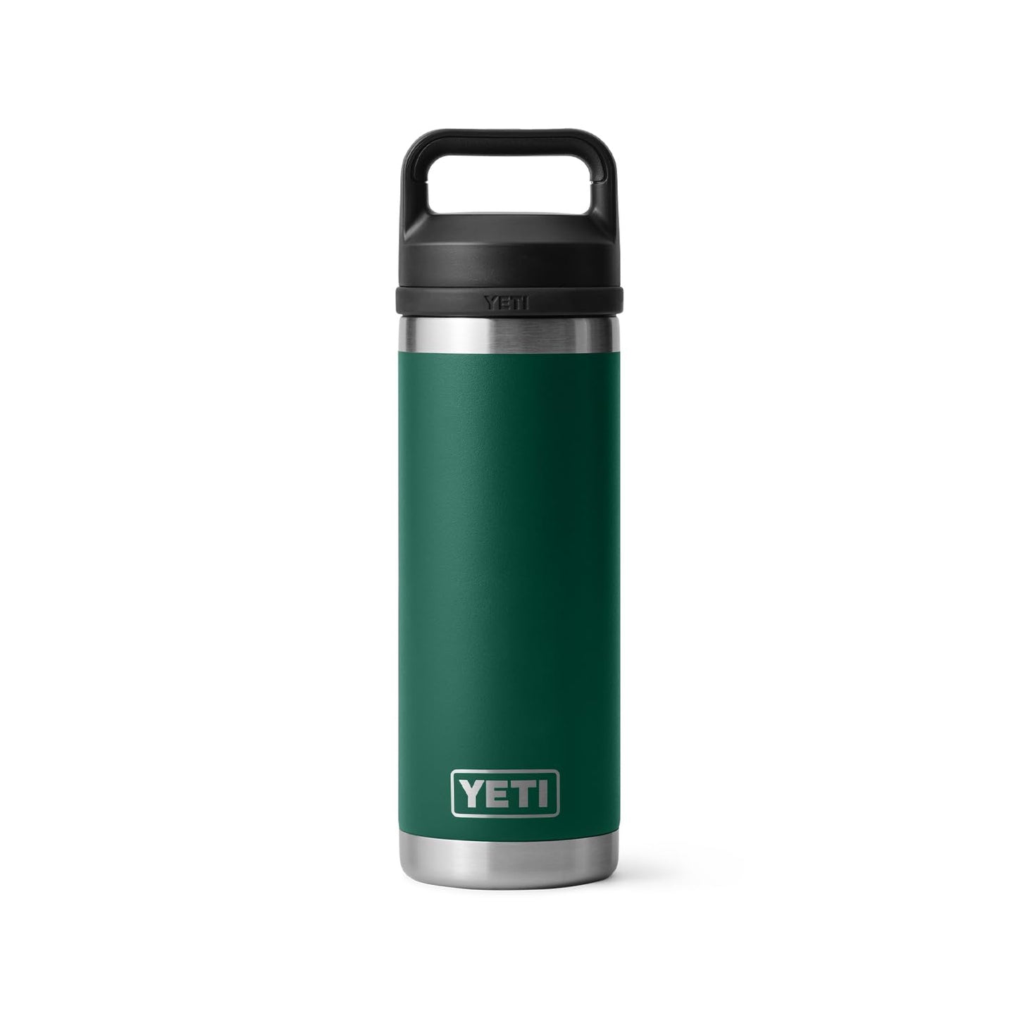 YETI Rambler 18 oz Bottle, Vacuum Insulated, Leakproof, Stainless Steel with Chug Cap, Black Forest Green