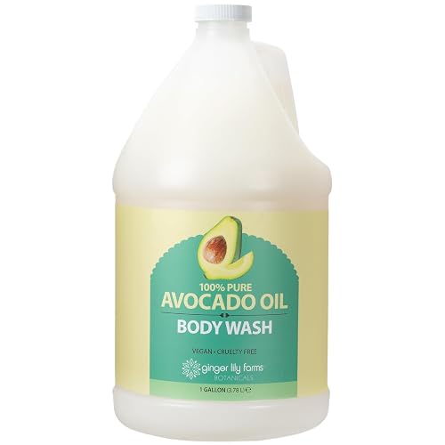Ginger Lily Farms Botanicals 100% Pure Avocado Oil Body Wash for All Skin Types, 100% Vegan & Cruelty-Free, 1 Gallon (128 Fl Oz) Refill