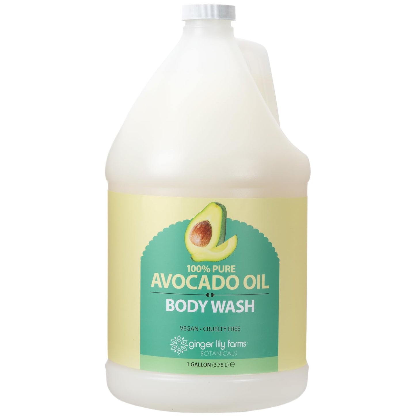 Ginger Lily Farms Botanicals 100% Pure Avocado Oil Body Wash for All Skin Types, 100% Vegan & Cruelty-Free, 1 Gallon (128 Fl Oz) Refill