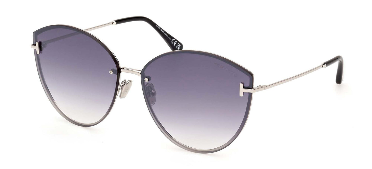 Tom Ford EVANGELINE FT 1106 Shiny Palladium/Grey Shaded 63/14/140 women Sunglasses